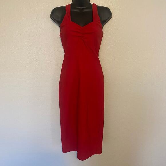 Steady Halter Sweetheart Neckline Dress Red Womens Size Medium Rockabilly Pinup - Picture 1 of 5